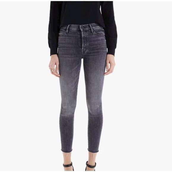 Mother Black Button Fly The Stunner Ankle Fray Jeans Friday The 13th Size 25 - Picture 1 of 13